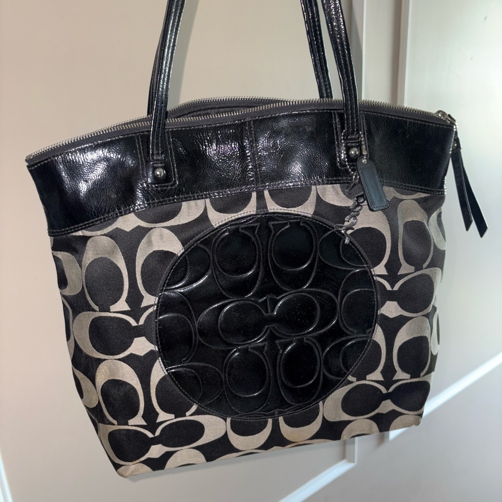 Coach Black and Tan Elegant Tote